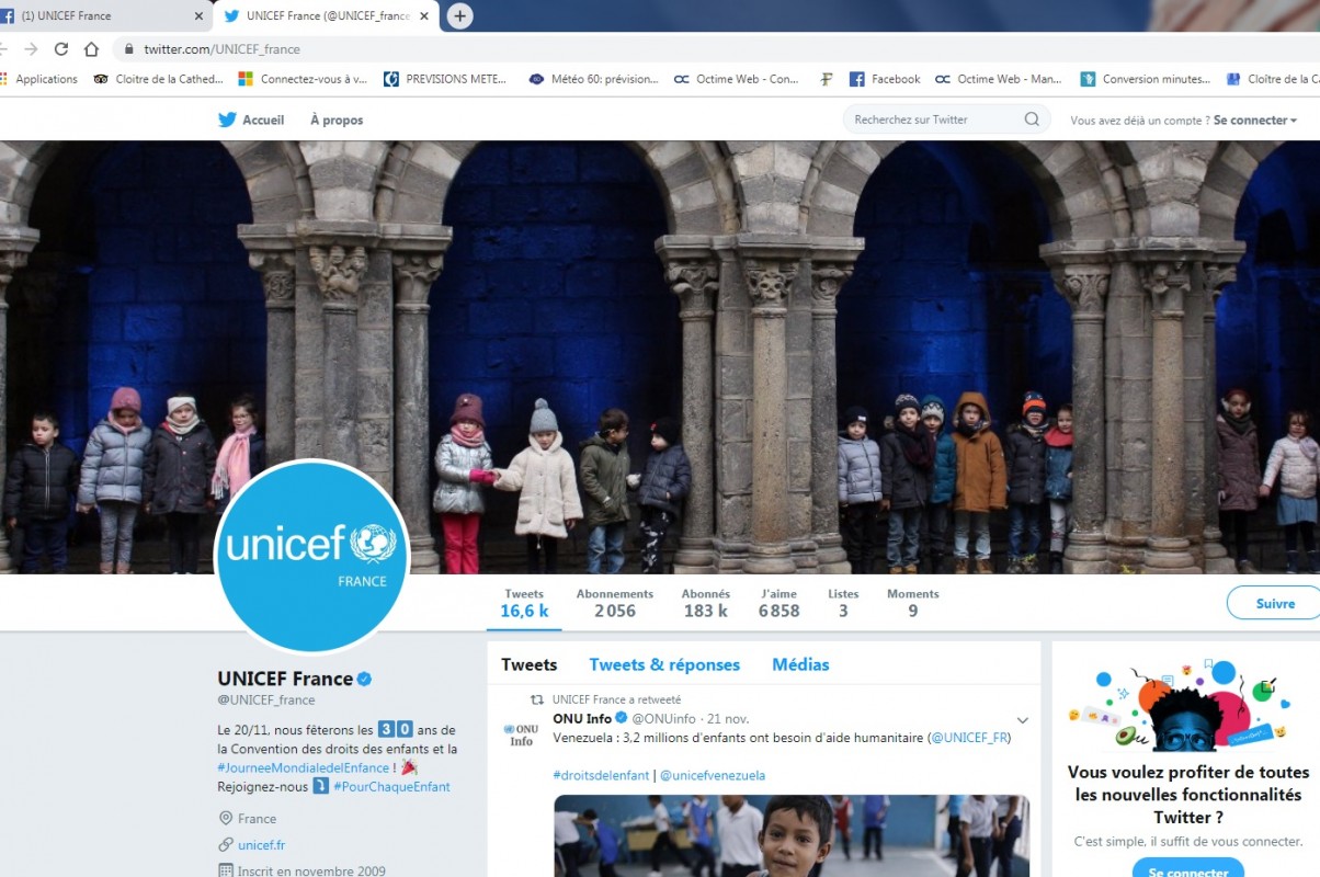 Les CP à l'honneur sur la page Twitter de l'UNICEF FRANCE